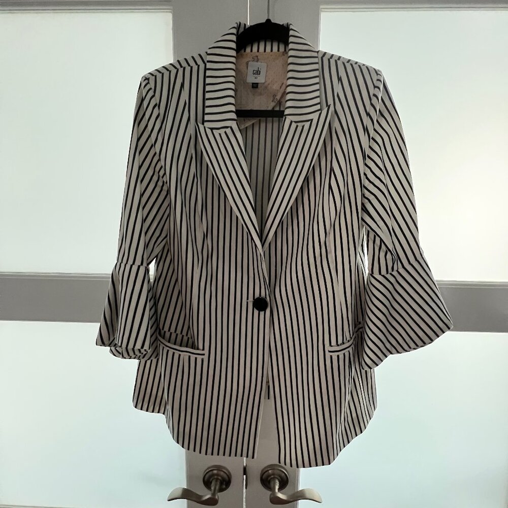 CAbi Ole Ticking Stripe Bell Jacket Blazer
